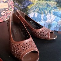 Нови кафяви елегантни обувки- естествена кожа!, снимка 1 - Дамски елегантни обувки - 30195428