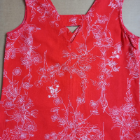 Къса, разкроена рокля с лен NEXT. Червена с флорален десен, снимка 10 - Рокли - 29118132