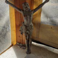 Старо голямо чугунено разпятие Исус Христос кръст религия, снимка 2 - Антикварни и старинни предмети - 37910852