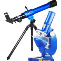 Телескоп с триножник и компас, микроскоп и аксесоари комплект, снимка 1 - Образователни игри - 38663529