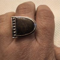 Масивен  сребърен пръстен с голям естествен ахат КОЛЕДНО НАМАЛЕНИЕ , снимка 1 - Пръстени - 36522328
