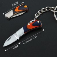  Миниатюрен джобен нож ключодържател с дървени чирени, снимка 7 - Ножове - 42133018