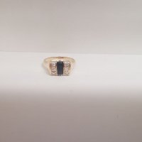 Златен пръстен с оникс и циркони 1, снимка 7 - Пръстени - 38054772