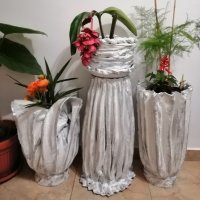 Ръчно изработени саксии вази кашпи свещници от цимент и плат, снимка 4 - Вази - 42720620