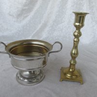 Стар свещник от бронз, бронзов свещник, снимка 1 - Антикварни и старинни предмети - 35240319