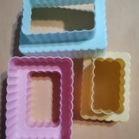 3 бр правоъгълник пластмасови двустранни форми резци рамки рамка табели сладки тесто бисквитки форми, снимка 1 - Форми - 33704281
