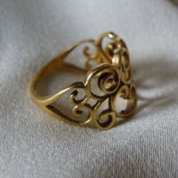 Красив стар италиянски позлатен сребърен пръстен, снимка 2 - Пръстени - 31763043