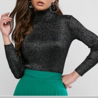 Лъскава Блуза Черен/Сребрист, снимка 1 - Блузи с дълъг ръкав и пуловери - 39299168