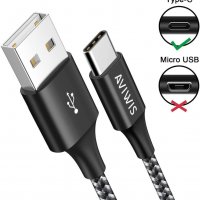 AVIWIS USB C кабел, найлоновa oплетка, кабел за бързо зареждане - 100 см, снимка 1 - USB кабели - 40198617