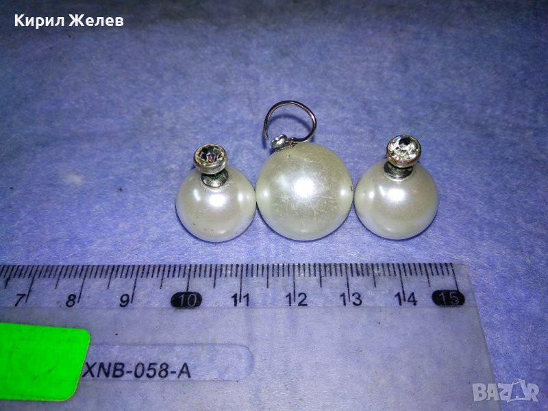 КОМПЛЕКТ РЕТРО БИЖУТА АР ДЕКО СТИЛ - МЕДАЛЬОН с ОБЕЦИ с ФАСЕТИРАНИ БЛЕСТЯЩИ КРИСТАЛЧЕТА 37056, снимка 1