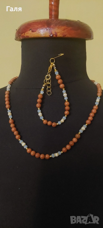 Часовник-бижу с перли и бижута с перли и естествени камъни , снимка 1