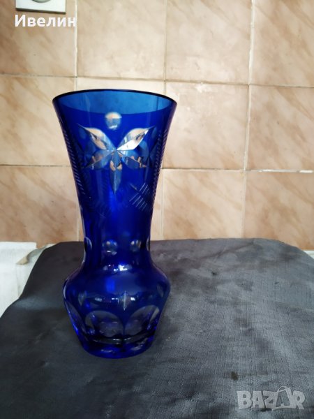 кристална ваза бохемия кобалт, снимка 1