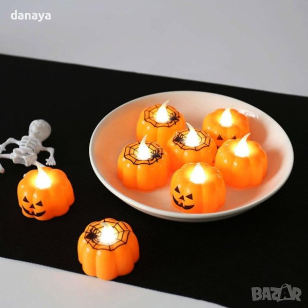 4109 Мини електронна свещ Тиква Halloween декорация, снимка 1