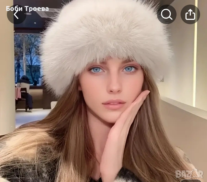 Дамска луксозна плюшена зимна шапка - удебелени топли покривала за уши, еластична и разтеглива, снимка 1