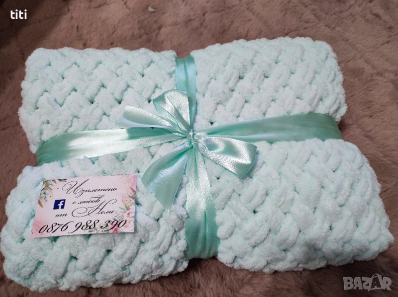 Ръчно плетиво бебешка пелена одеалце Ализе Пуфи , снимка 1