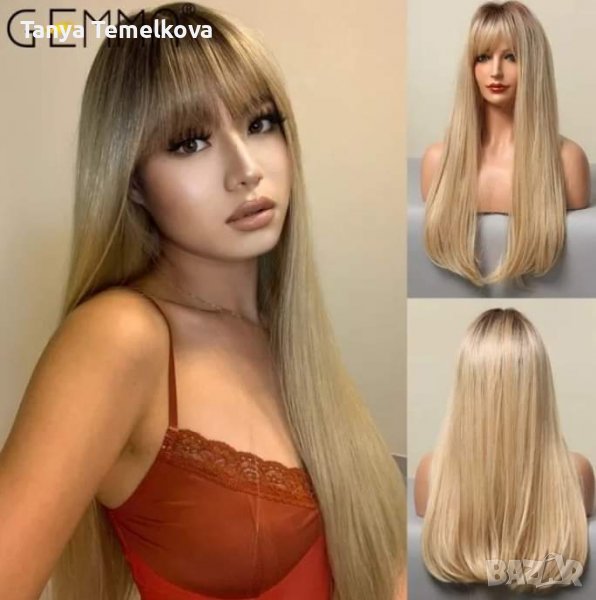 Права руса перука с бретон, снимка 1