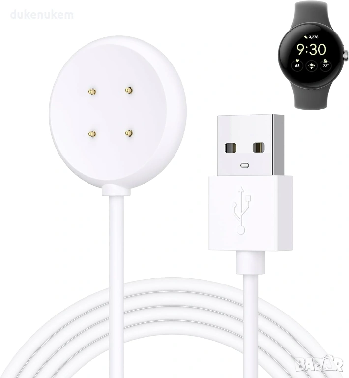 Зарядно за Google Pixel Watch 2 – USB док станция 1м, снимка 1