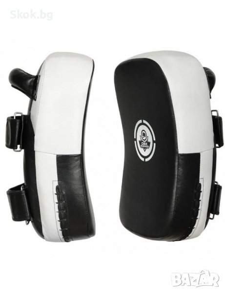 Боксова лапа (щит) от естествена кожа DBX Bushido KS-3 - черно/бяла - 41х21 см, снимка 1