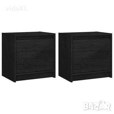 vidaXL Нощни шкафчета, 2 бр, черни, 40x30,5x40 см, бор масив(SKU:808122, снимка 1