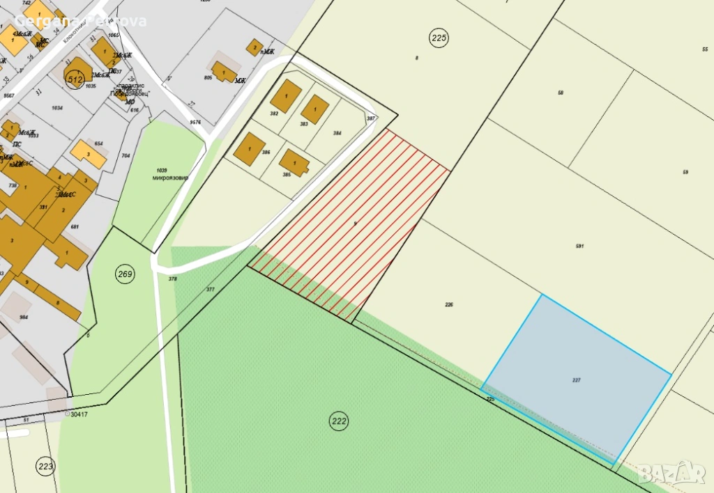 От собственик Парцел с частен път до регулация, м. Терзиите, Прослав – 1400 м2 ид. части, снимка 1