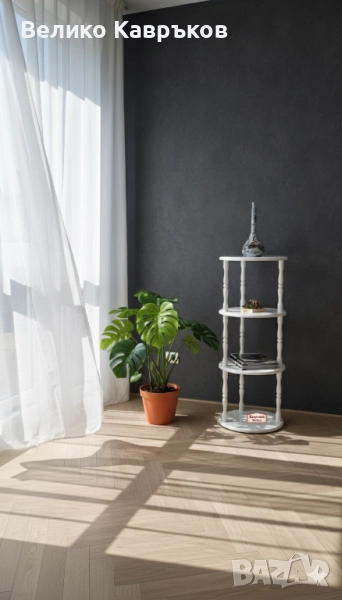 Кръгла етажерка,бяла., снимка 1