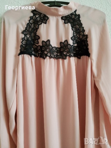Розова риза с Черна дантела, снимка 1