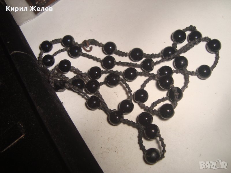 СТИЛНО ЧЕРНО КРИСТАЛНО СТЪКЛО КОЛИЕ РЪЧНА ИЗРАБОТКА 6440, снимка 1