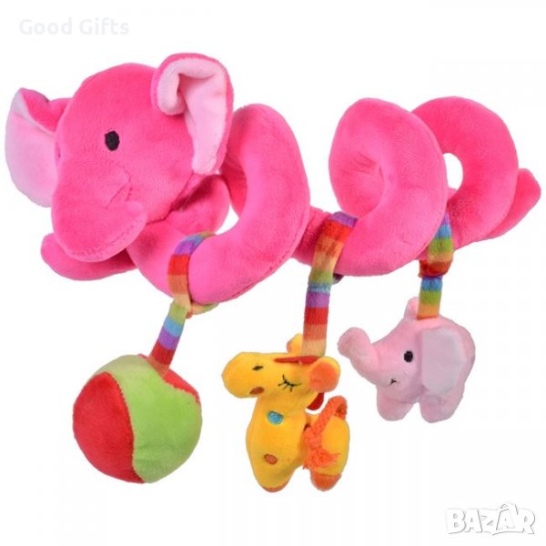 Бебешка Играчка Спирала Розов слон 27см, снимка 1