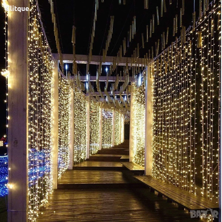 Коледна завеса от лампички , снимка 1