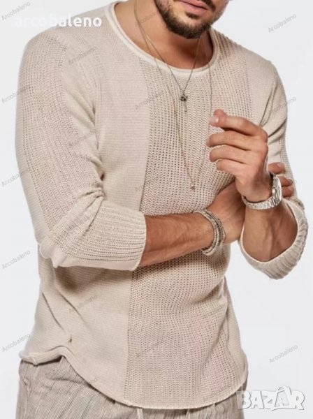 Леки мъжки меки контрастни пуловери, 5цвята - 023 , снимка 1