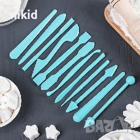 12 бр сладкарски инструменти пластмасови за моделиране украса и декорация торта сладки фондан тесто, снимка 1