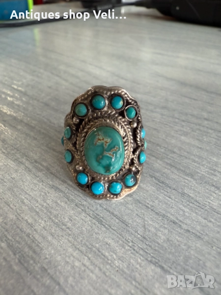 Сребърен пръстен с тюркоаз №7537 , снимка 1