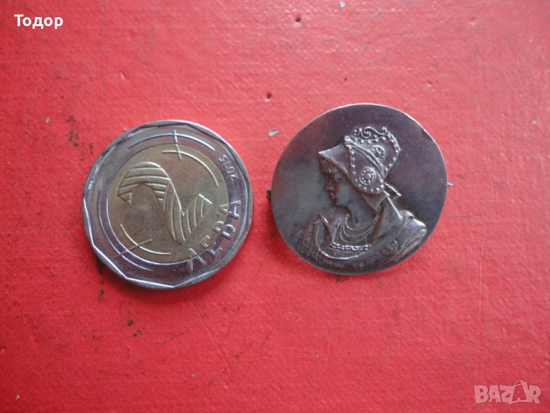 Старинна сребърна брошка знак , снимка 1