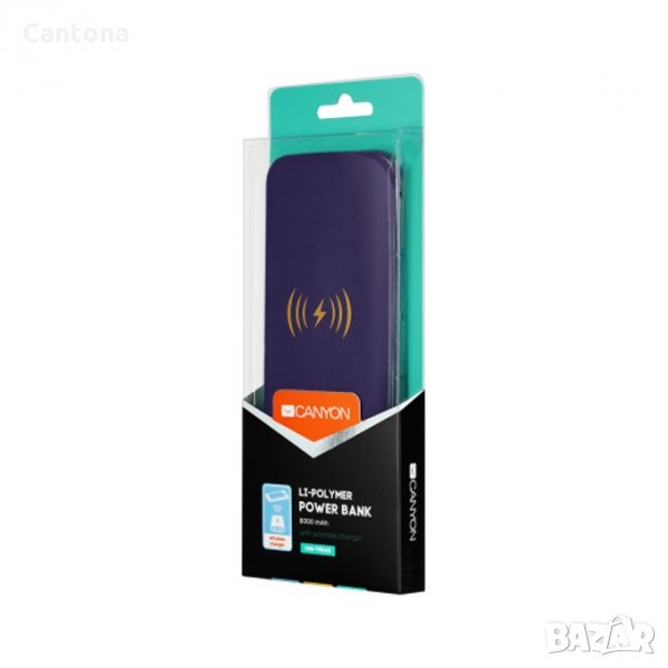CANYON Power Bank Wireless Charger 8000mAh, 2xUSB, Type C, Micro USB, снимка 1