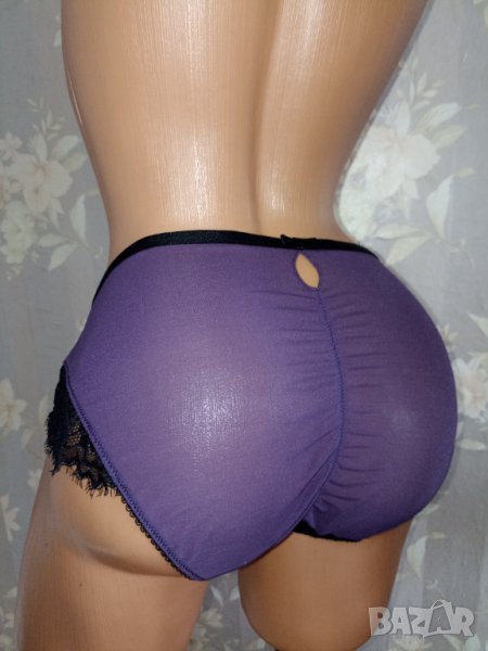 Луксозни бикини в лилаво с черна дантела L, снимка 1