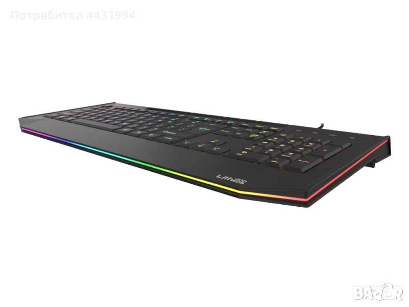 Клавиатура, Genesis Gaming Keyboard Lith 400 RGB US Layout RGB Backlight X-Scissor Slim, снимка 1