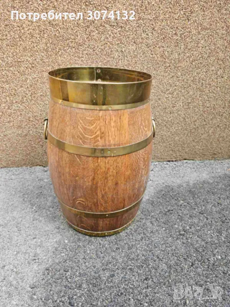 Масивна дъбова каца (чадърник с обков от месинг), снимка 1