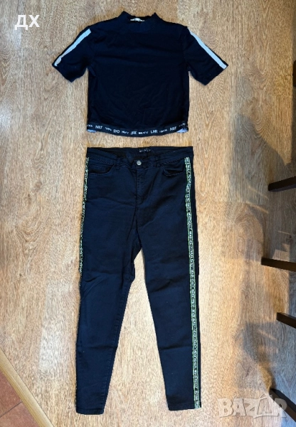 Лот дънки с висока талия и тениска, снимка 1