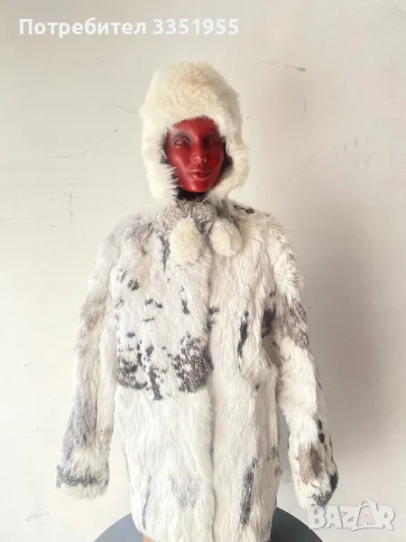 Дамско палто бяло естествен косъм, снимка 1