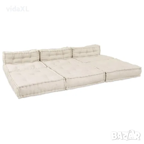vidaXL Модулен диван Текстил Кремаво 210 x 140 x 56 см, снимка 5 - Дивани и мека мебел - 56147001