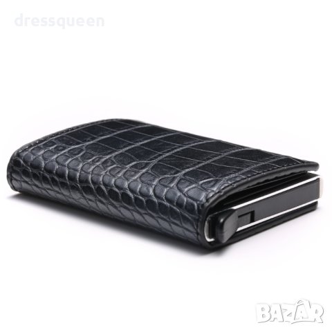 4041 Черен кожен портфейл за кредитни карти със защита, снимка 9 - Портфейли, портмонета - 42167754