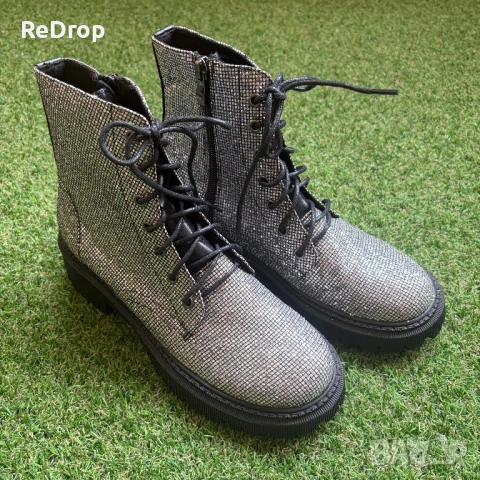 Дамски кубинки бели и сребристи, без марка, снимка 9 - Дамски боти - 54090581