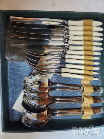 прибори за хранене - комплекти от качествена неръжд.стомана, дръжките "слонова кост", СССР, солидни