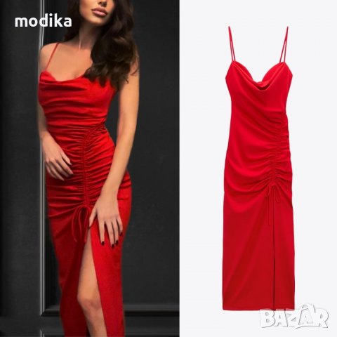 Червена рокля ZARA, снимка 2 - Рокли - 38730954