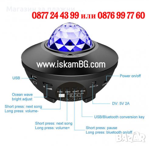 Лампа прожектор звездно небе с дистанционно Galaxy projector цена – с вградена колонка - КОД 3853, снимка 13 - Детски нощни лампи - 39904525