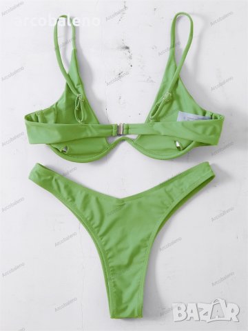 Секси бикини едноцветен бански костюм с банели, 13цвята, снимка 4 - Бански костюми - 44281773