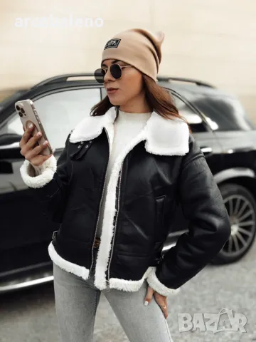 FURBLAZE Дамско кожено яке с овча кожа, 2цвята , снимка 6 - Якета - 48067810