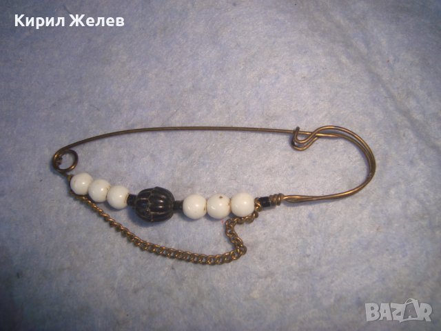 СТАРА СТИЛНА МЕСИНГОВА РЕТРО - АРТ ДЕКО ФИБУЛА с МЪНИСТА ИГЛА - НАКИТ БИЖУ 12347, снимка 7 - Антикварни и старинни предмети - 37635069