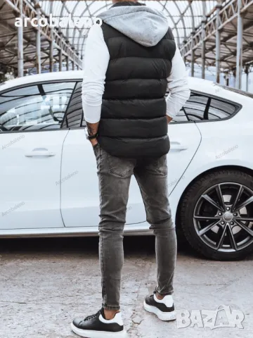 Мъжка ватирана жилетка с качулка, 3цвята , снимка 8 - Суичъри - 47781242