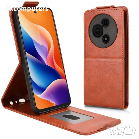 TCL 60 SE / TCL 605 4G Кожен Магнитен Флип Калъф с Протектор, Държач за Карти | Черен, Кафяв, Розов,, снимка 3 - Калъфи, кейсове - 52050963